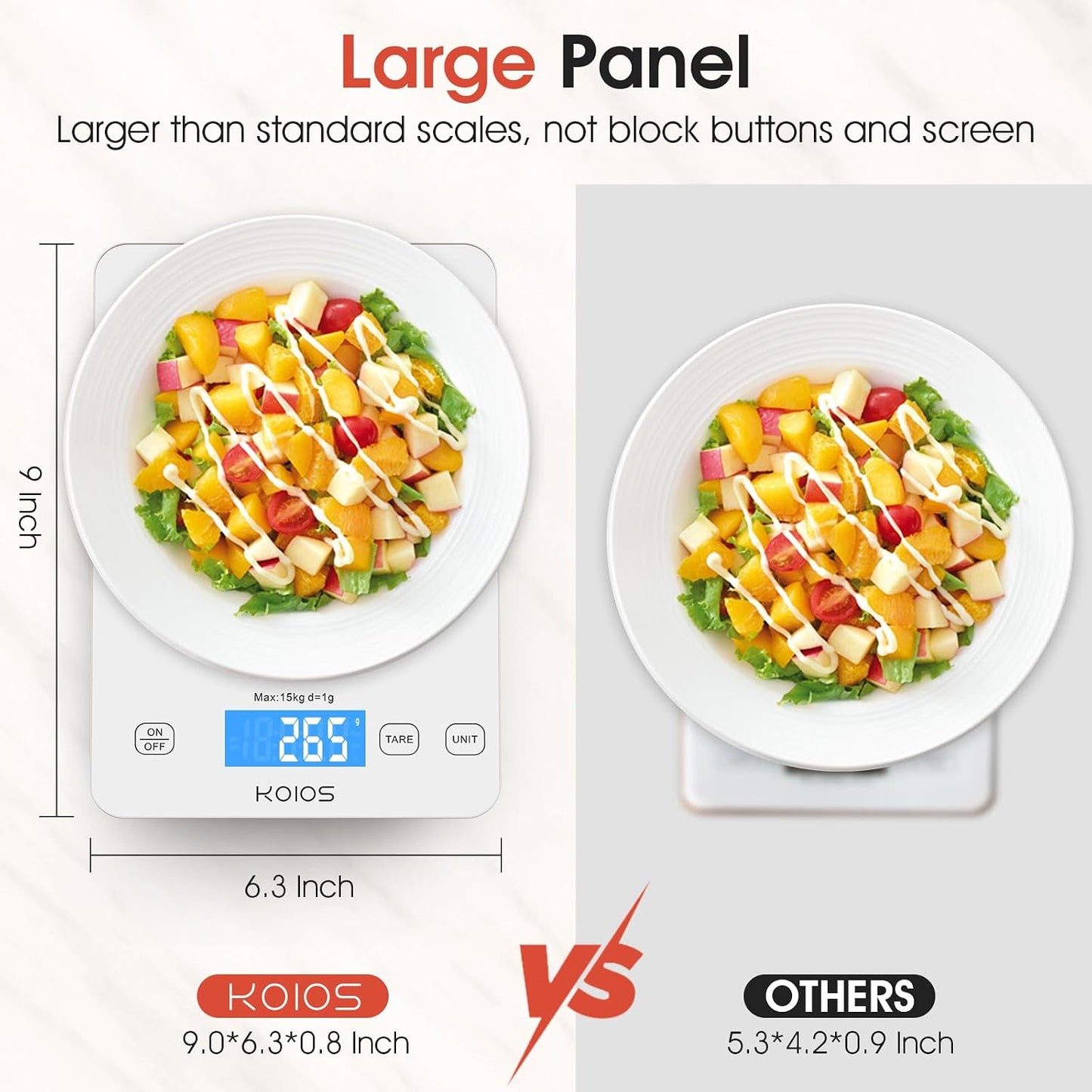 33lb Kitchen Scale 0.1oz Precision,Batteries &amp; Type-C Charging(White) | Compact Food Scale with 5 Units &amp; Tare Function, LCD Backlit Display, Easy to Clean, Ideal for Cooking Baking &amp; liquids