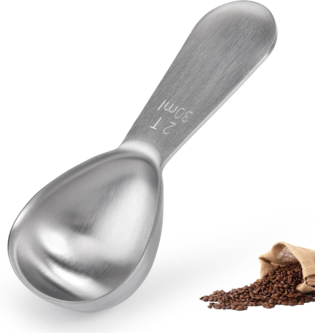 Doosu Stainless Steel 2 Tablespoon Coffee Scoop for Ground Coffee (30ml) | 18/8 Food Grade Metal Heavy Duty Measuring Spoon with Short Handle, Tbsp Scoop for Coffee Beans Tea Sugar Powder Espresso