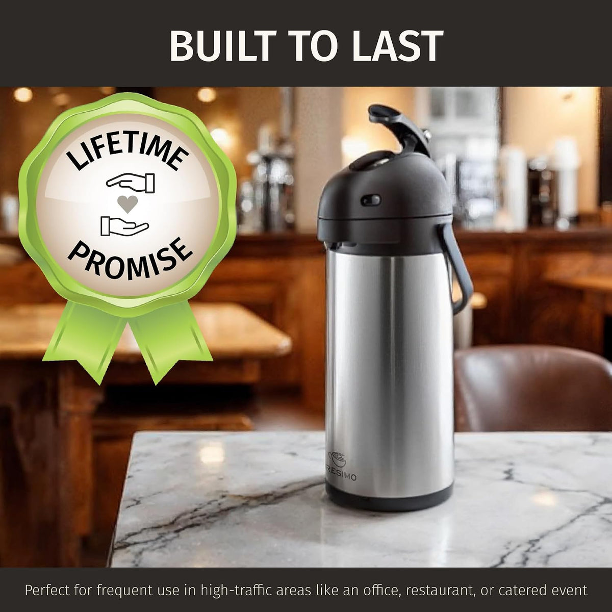 Coffee Carafe Airpot &amp; Cleaning Brush 102oz/3L Airpot 12 Hours Hot | Water Dispenser 36 Hours Cold Drink Dispenser with Pump - Easy Dispensing Coffee Carafes for Keeping Hot Extra Large -Cresimo
