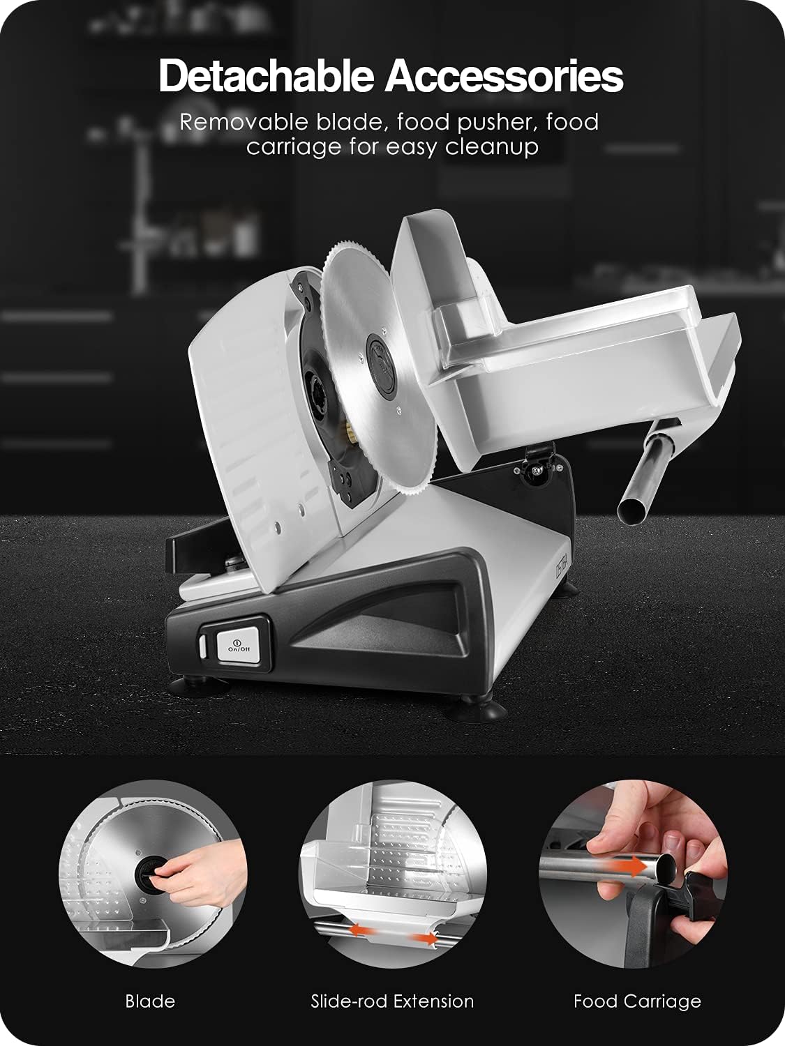 OSTBA Electric Meat Slicer with 7.5” Stainless Steel Blades, 200W