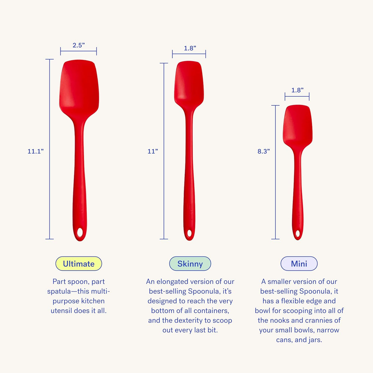GIR: Get It Right Silicone Spatula Spoonula, Non-toxic Cooking Utensils for Nonstick Cookware, Cooking and Baking - Skinny- 11IN - Slate