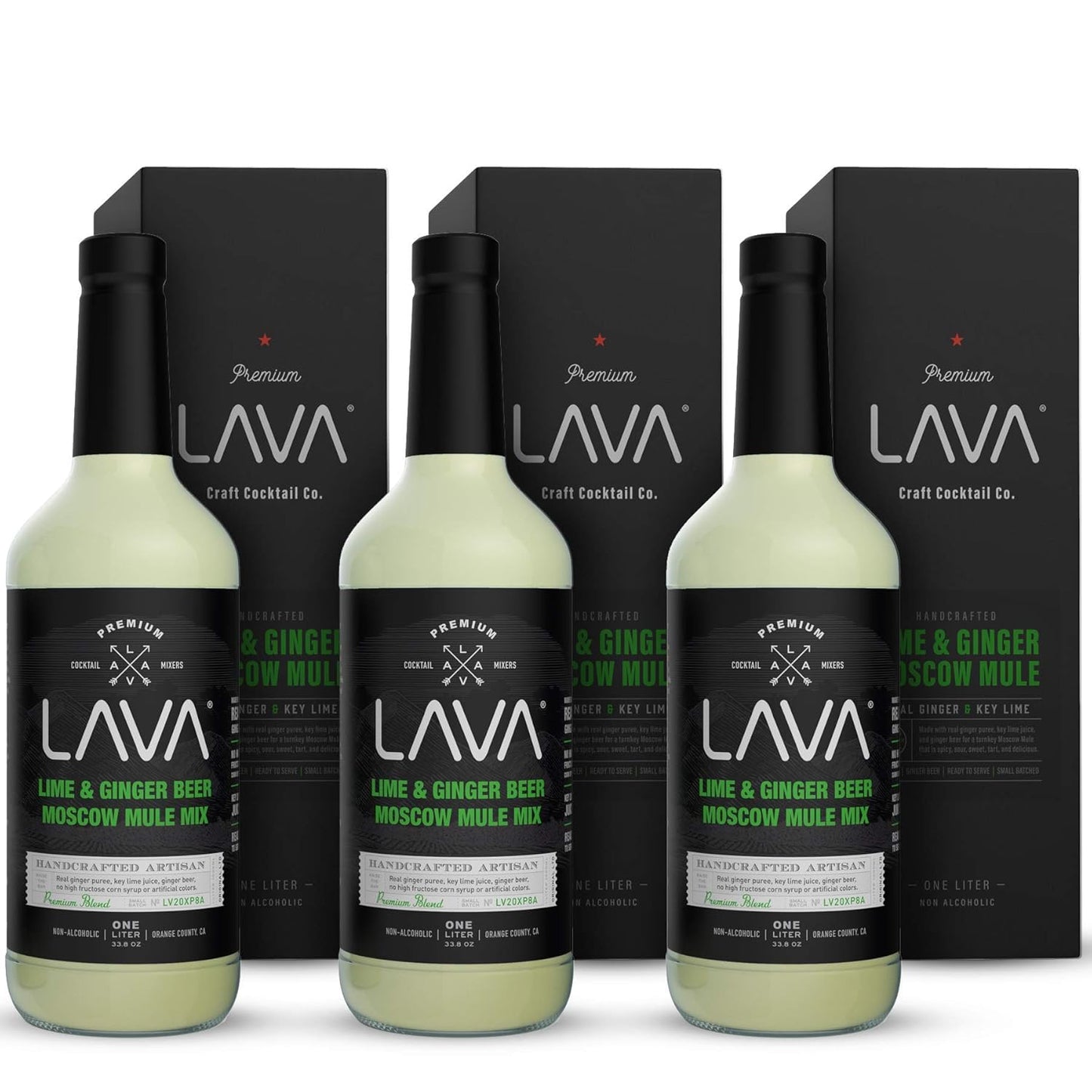 (3 Pack) LAVA Premium Spicy Moscow Mule Mix by LAVA Craft Cocktail Co., Made with Ginger Beer, Key L
