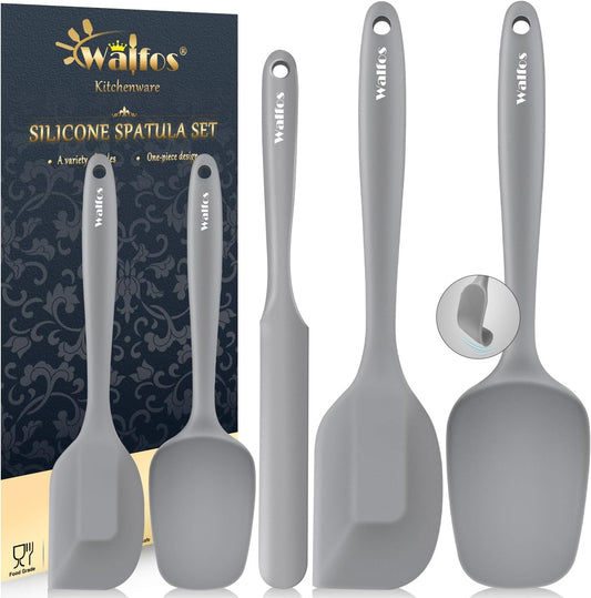 Walfos Silicone Spatula -5 Pieces Heat Resistant Kitchen Spoon Spatulas（600°F), Strong Steel Core and One-Pieces Seamless