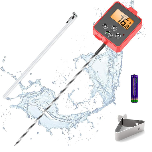 Waterproof Digital Candy Thermometer for Candy Making, Instant Read Cooking Thermometer with Pot Clip, Backlight LCD, 8"