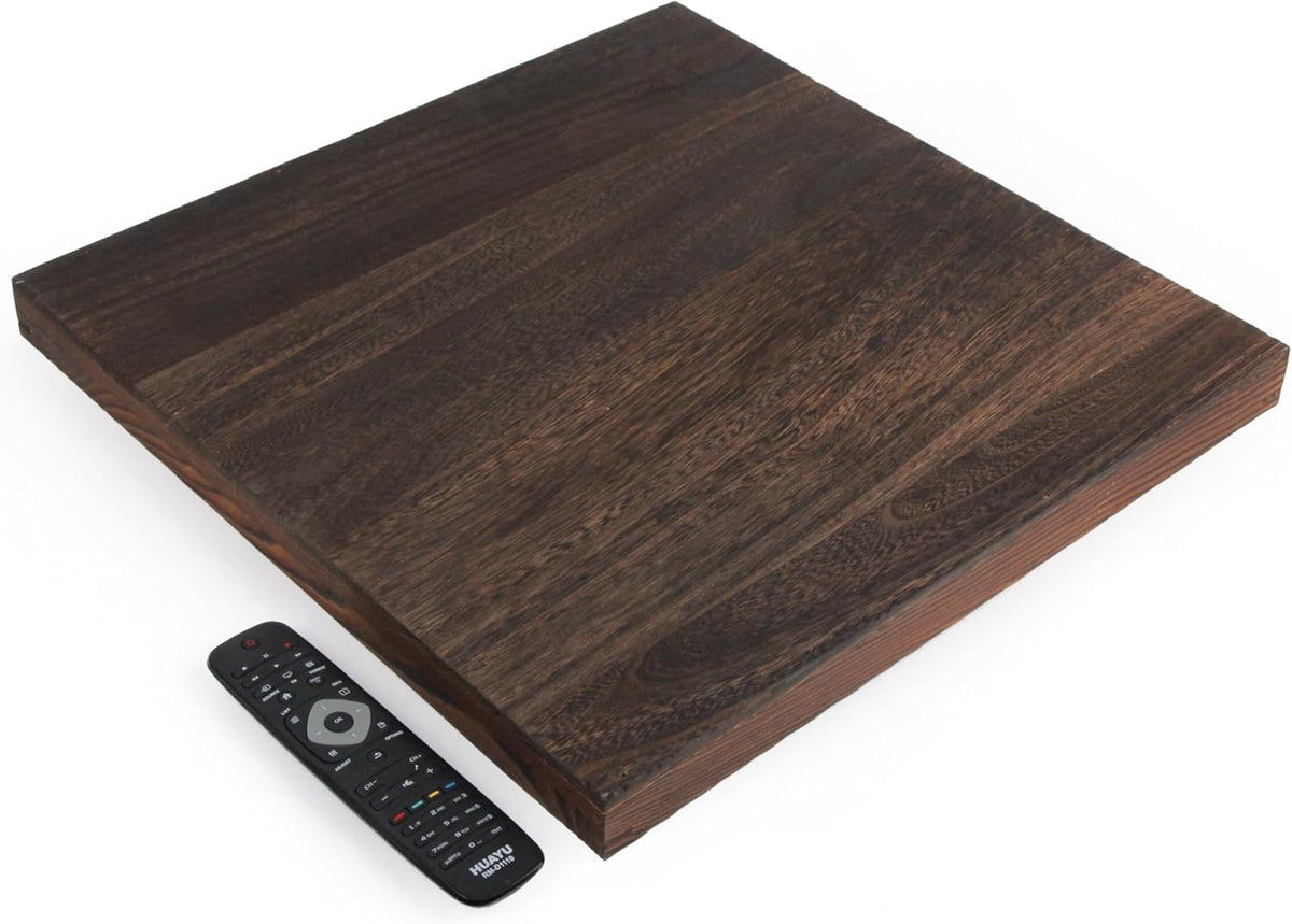 Extra Large Square Ottoman Table Tray 20" - Rustic Wooden Serving Tray for Farmhouse Decorative Oversized Coffee Table Trays Living Room Kitchen Counter Breakfast Brown
