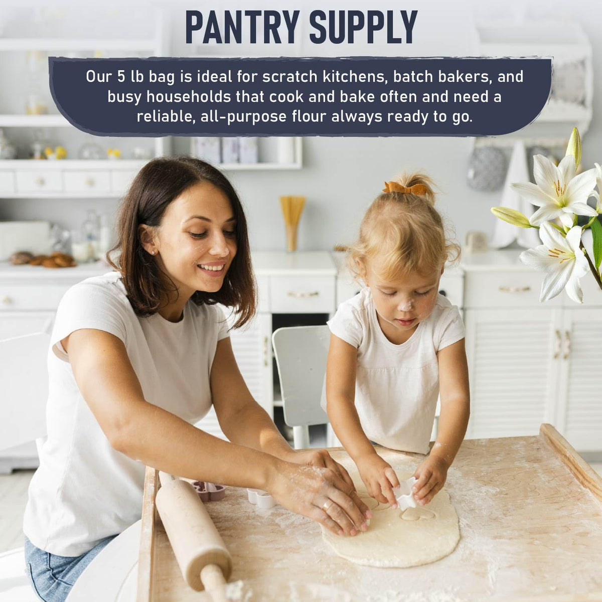 Great River Milling Organic Lily White All Purpose Flour, 5 lb | Organic Lily White All-Purpose Flour for cookies, cakes, muffins, biscuits, breads, pizza dough and pie crust; balanced
