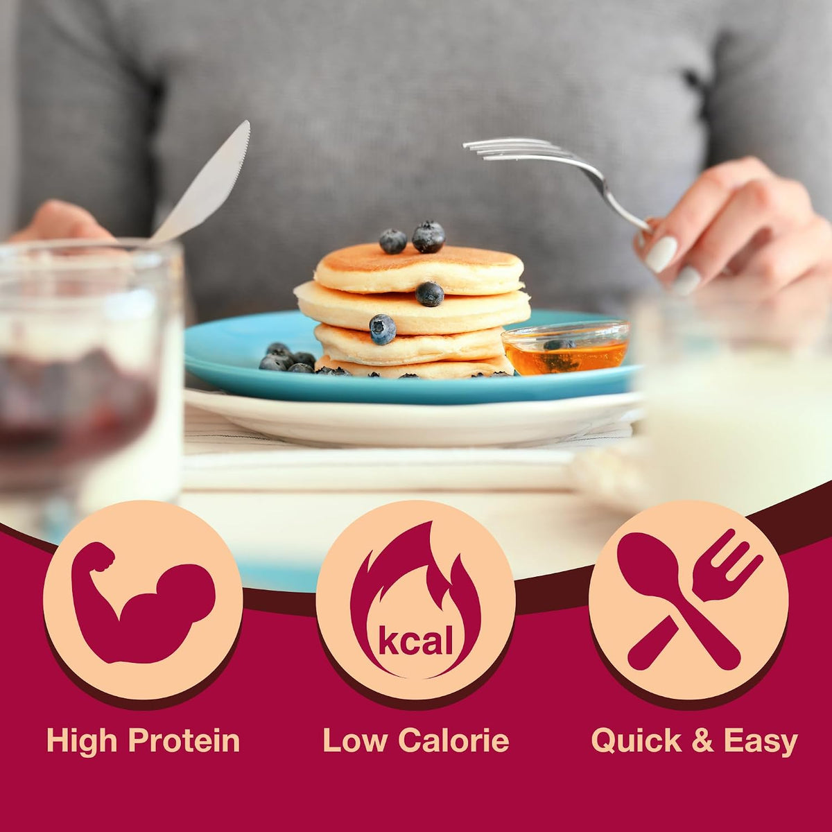 ProtiDIET Blueberry Protein Pancakes, Low Sugar Instant Pancake Mix, 7ct