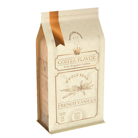 French Vanilla Flavored Whole Bean Coffee – 100% Arabica, Single Origin, Medium Roast, USDA Organic, No Sugar Added,