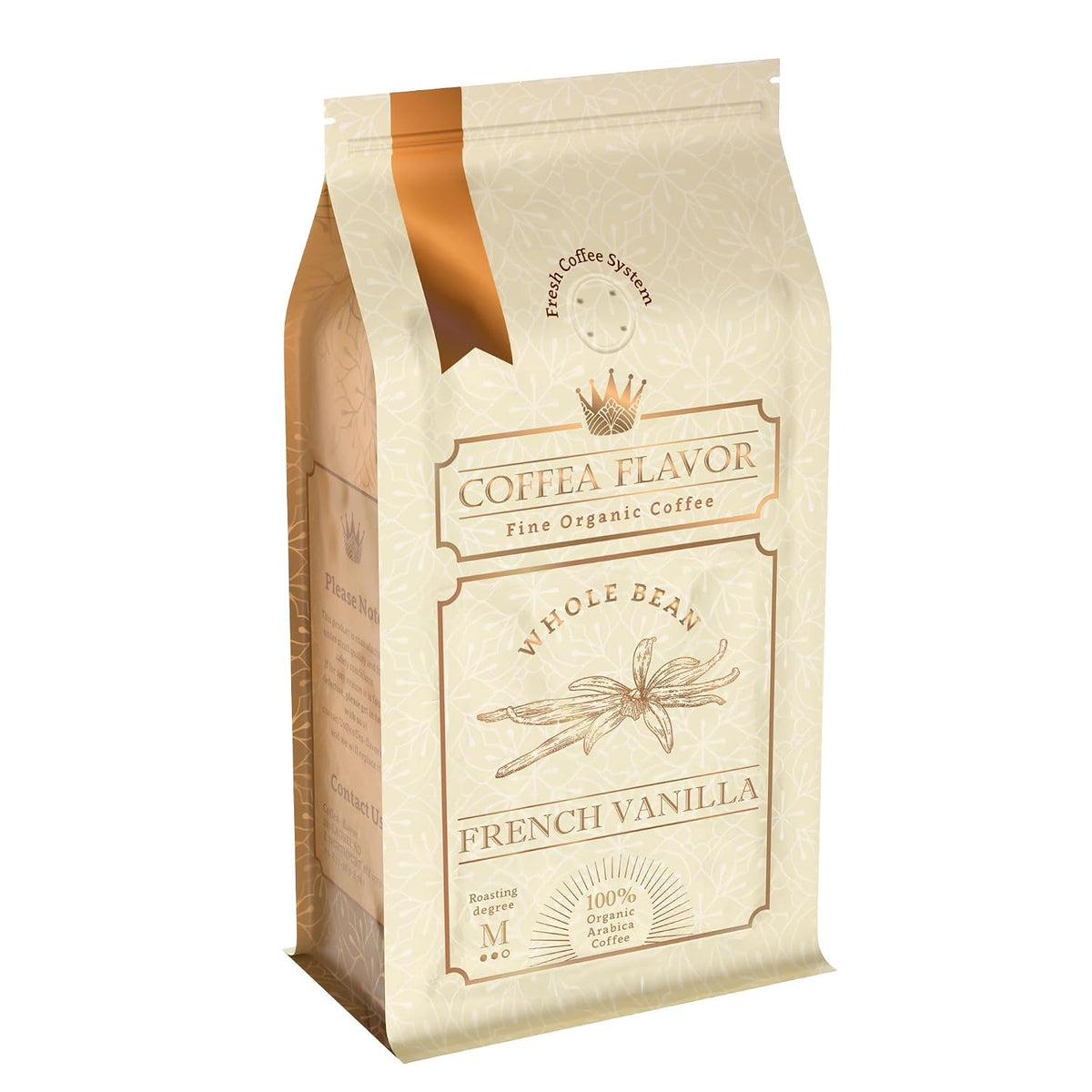 Organic Whole Bean Coffee Medium Roast (16oz) - French Vanilla Flavored | 100% Arabica, Single Origin and Low Acid - USDA Organic and Fair Trade Certified - Naturally Flavored Without Additives