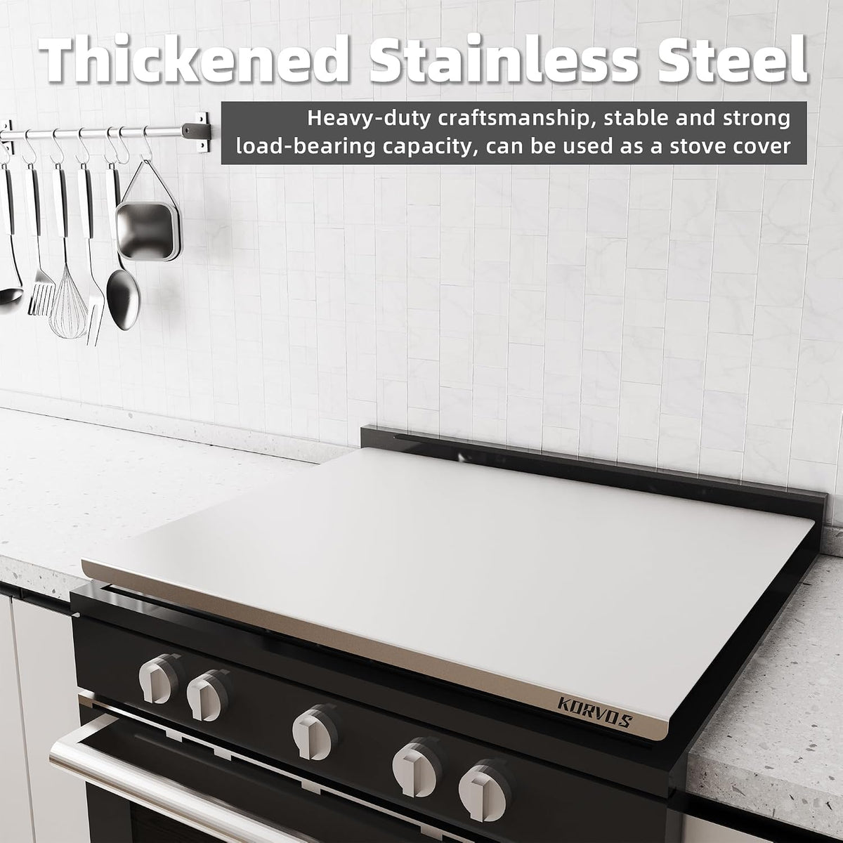 KORVOS Stainless Steel Cutting Board, Food Grade 304 Stainless Steel Cutting Boards with Lip, Metal Prep Board for Meat Fruits &amp; Baking, 15.7" x 19.7"