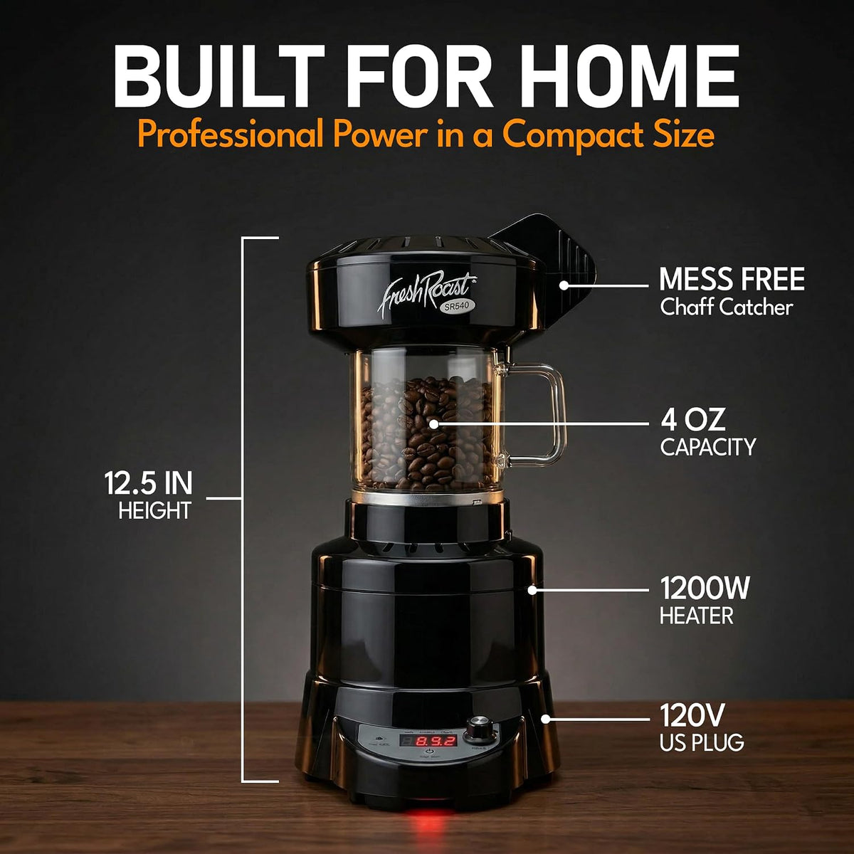 SR540 Automatic Coffee Bean Roaster | Roast Coffee At Home | Variable Heat Settings | Convection Fan Control | Digital Status Display | Speed Roasting System | The Freshest Roast On Earth