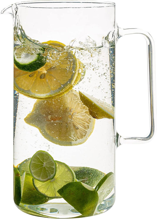Simax Glass Pitcher, 64 Ounce (2 Quart) Borosilicate Glass, Made in Europe Hot and Cold Safe Iced Tea Pitchers for Drinks,