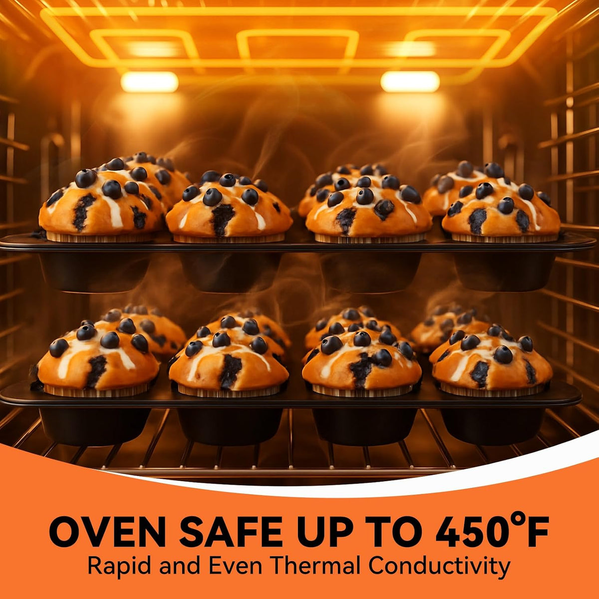Yoehka 2 Pack Muffin Pan for Baking, Non-stick Cupcake Pan Set, Black
