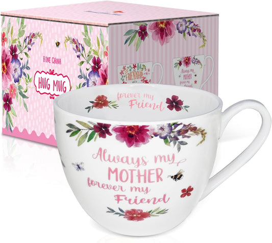 Mom Mugs for Daily Coffee and Tea, Premium 20 oz Bone China Coffee Tea Hug Mug, Perfect Holiday, Birthday, and Mother's Day