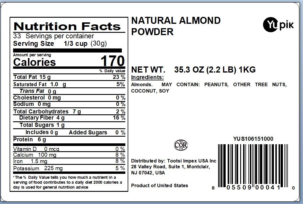 Yupik Ground Natural Almond Powder 2.2 lb (35.2 oz), Gluten-Free, Non-GMO, Vegan, Kosher, Finely Ground from Whole Almonds, Ideal for Baking &amp; Cooking, No Added Oil, Fat, Salt, or Sugar