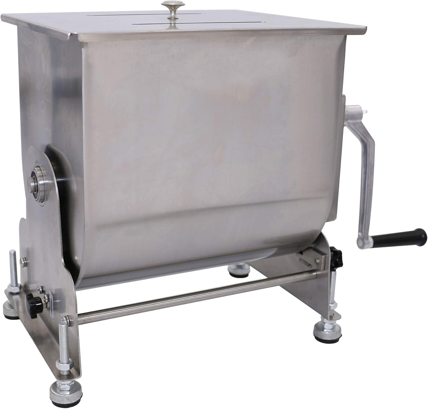 Commercial Stainless Steel 60-Pound/30-Liter Capacity Tilt Tank Manual Meat Mixers,(Mixing Maximum 45-Pound for Meat),Sausage Mixer Machine Meat Processing Equipment, Silver, FME30T
