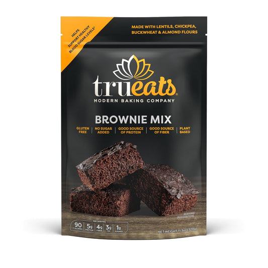 TruEats Brownie Mix: Diabetic Friendly, Protein & Fiber Rich, Low Glycemic & Gluten Free, No Sugar Added, Vegan Friendly,