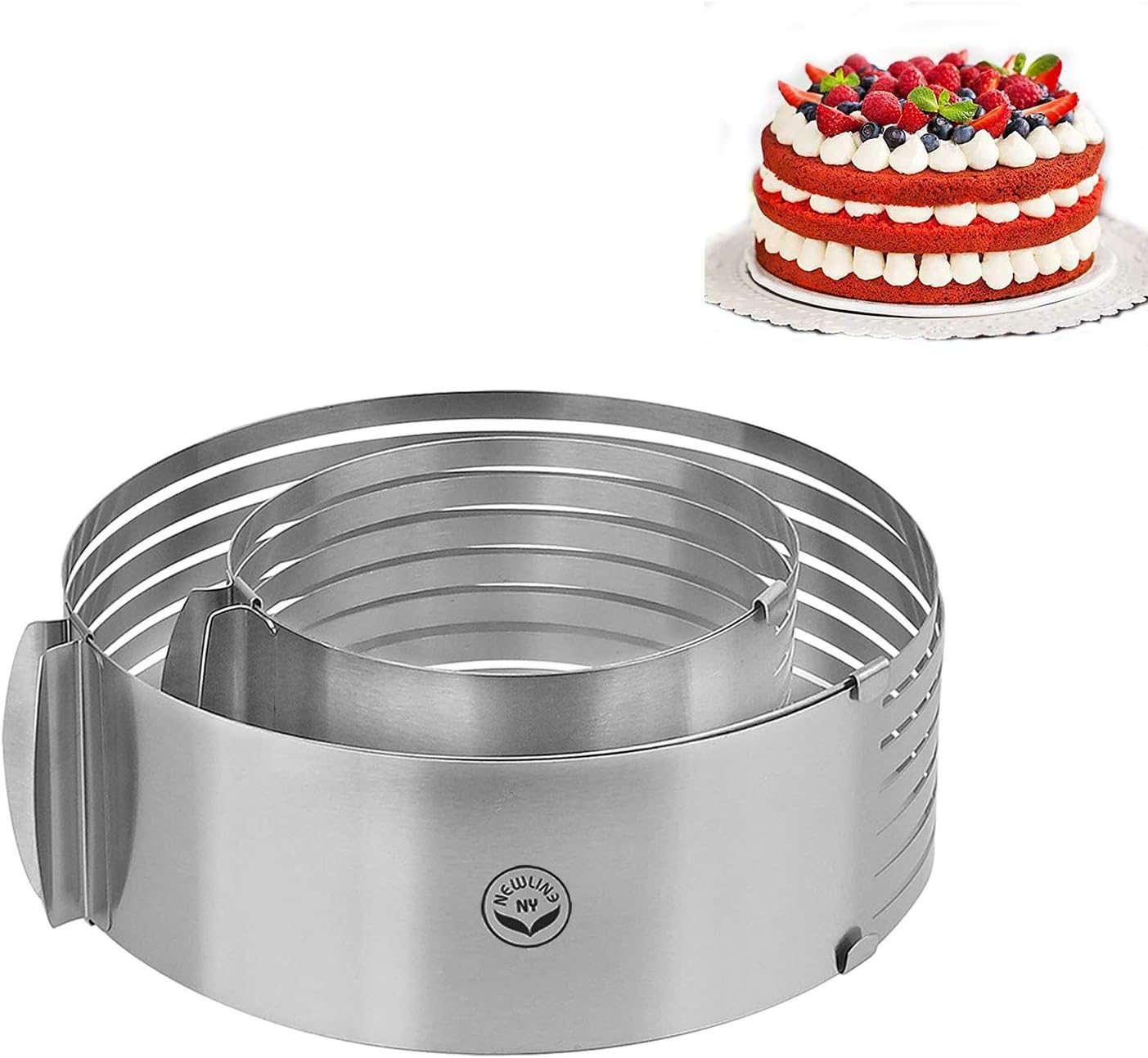 Stainless Steel Mousse Cake Rings 2 Pieces Cakes Slicer Adjustable Multilayer Circular Molding Plating Forming Round Pastry Rings, Set of 2 (10 to 12” + 6 to 8” x 3.2” H)