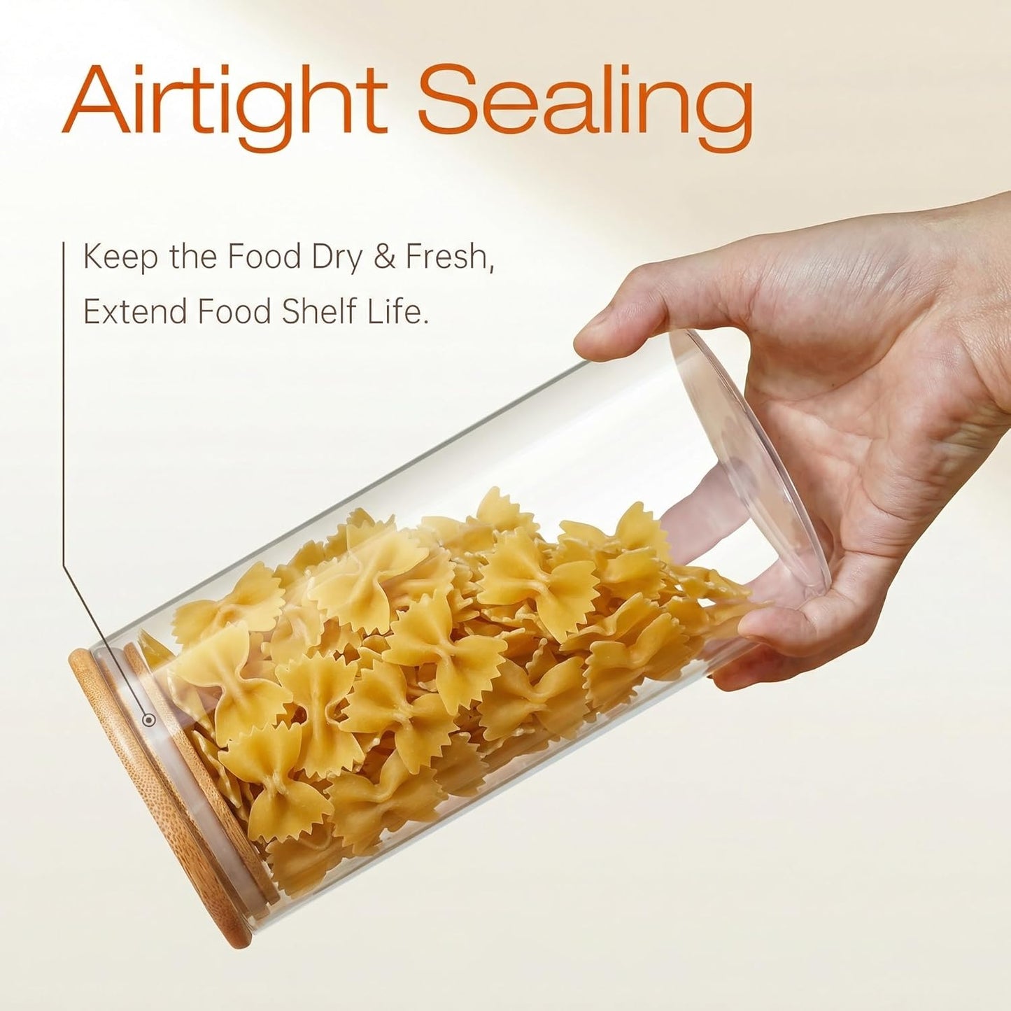 53 oz Round Glass Food Storage Containers with Airtight Bamboo Lids, 4 Pack