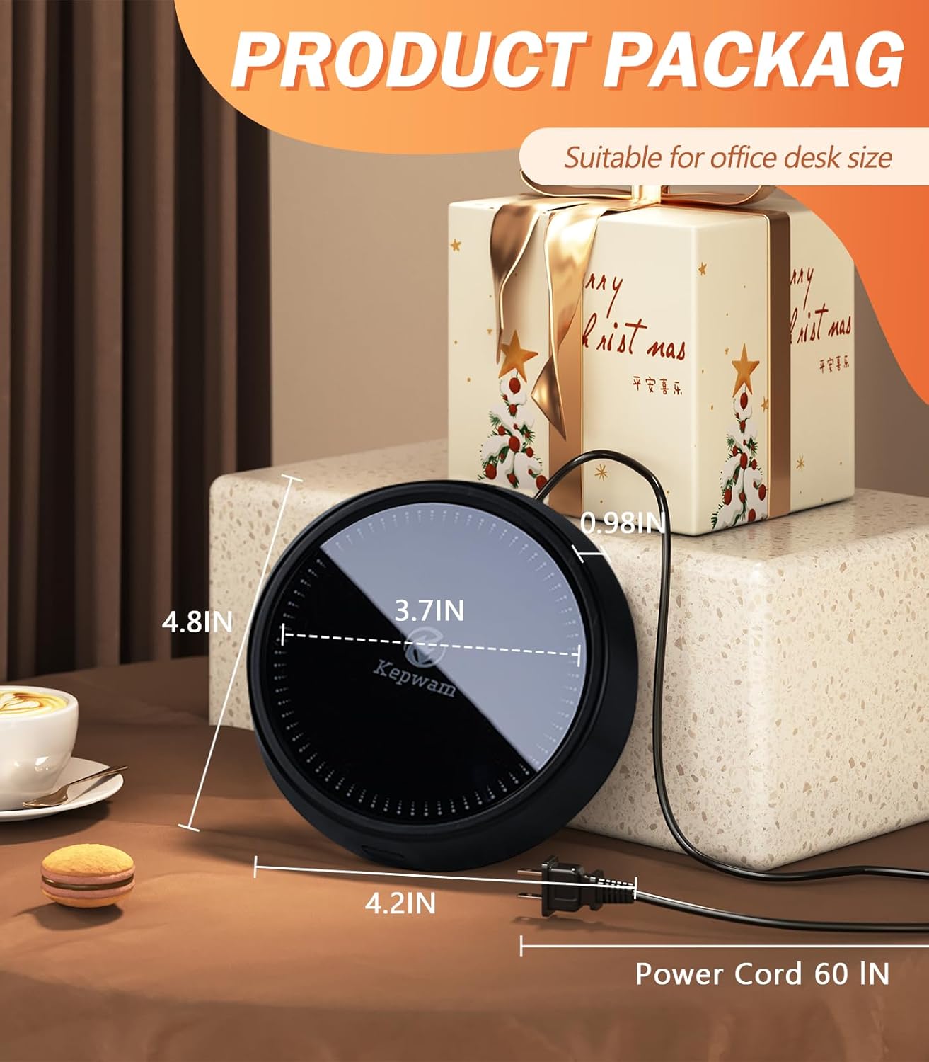 Mug Warmer - 25W Coffee Warmer for Desk Auto Shut Off, 3-Level Temp with Indicator Lights, Smart Candle Warmer Plate