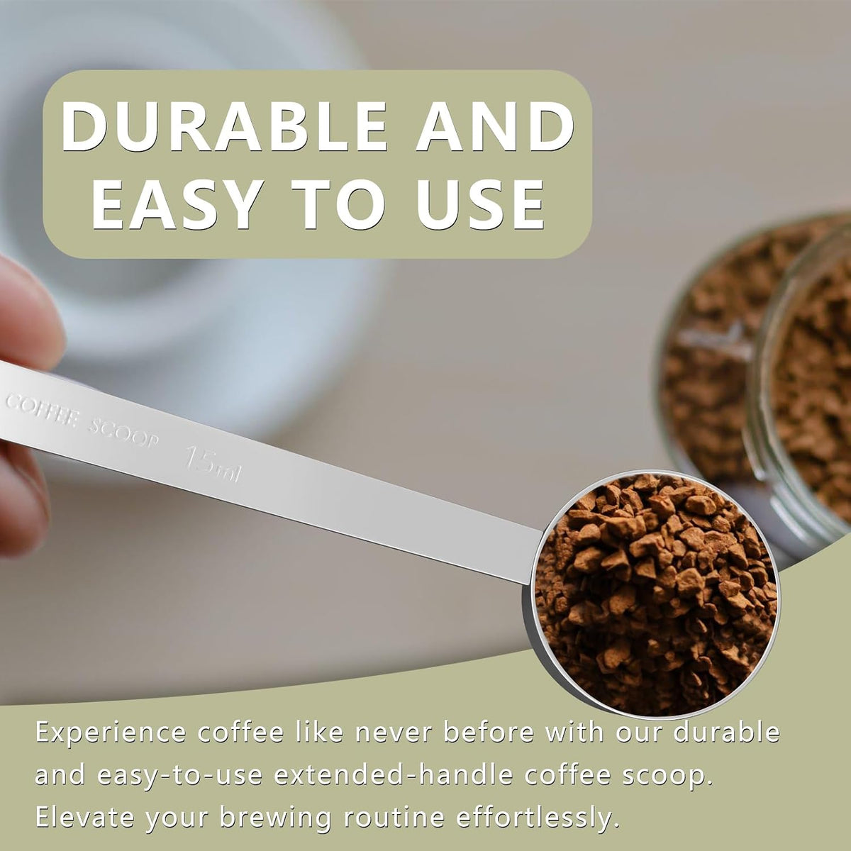 1PCS Long Handle Coffee Scoop, 2Tbsp(30ml) Measuring Spoon