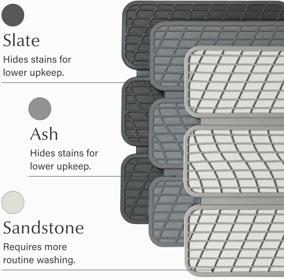 Dorai Home Collapsible Dish Drying Rack with Stone Dish Pad - Kitchen Counter Set with Diatomaceous Earth Stone Dish Mat for Quick Drying - Space-Saving Design - Large 24.6" x 16.5", Sandstone