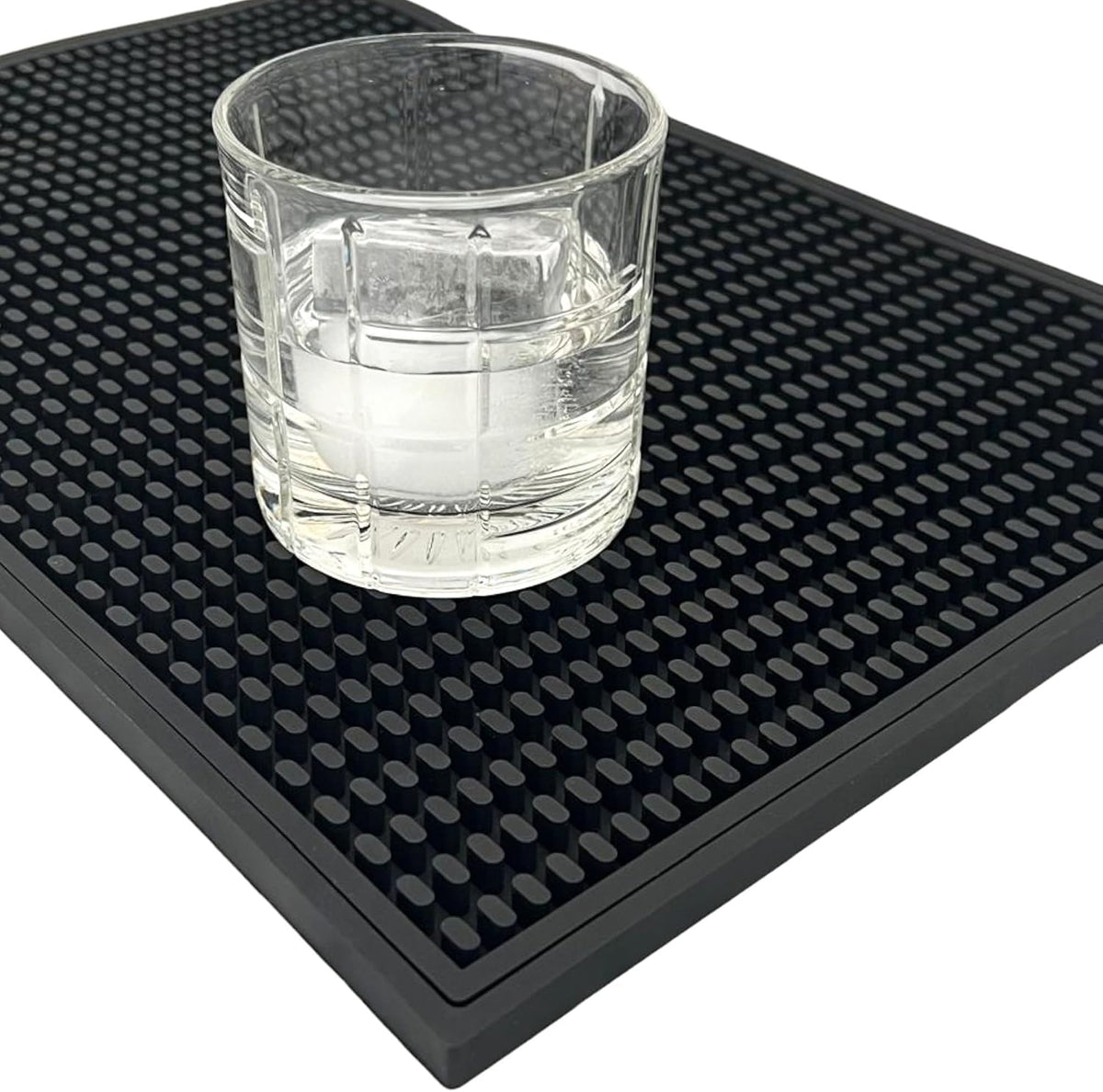 Rubber Bar Mat – Non-Slip Spill &amp; Drip Mat for Bartending, Coffee Bar &amp; Kitchen Countertop, Thick Durable Counter Protector &amp; Stylish Drying Mat (Total Black, 18"x12")