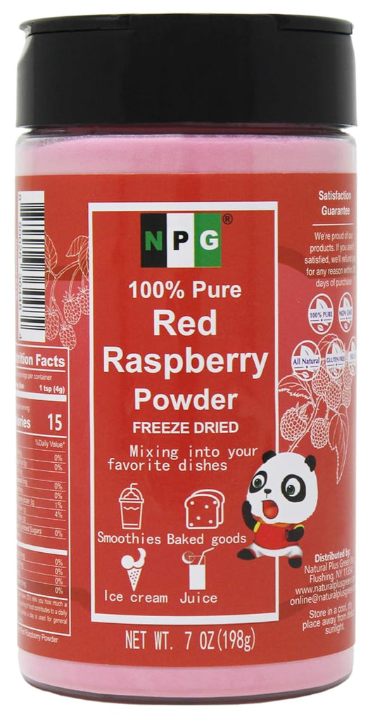 NPG Freeze Dried Red Raspberry Juice Powder 7 Oz, Seedless Fine Superfood Powder for Flavoring, Coloring, Baking, Smoothies,