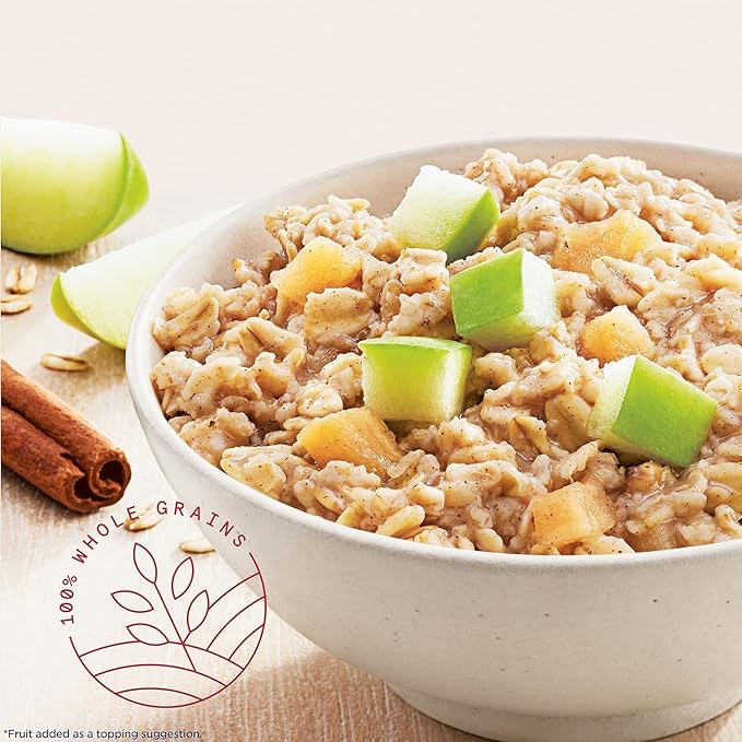 Quaker Protein Instant Oatmeal, Apple Cinnamon, 12g Protein per Serving, Whole Grains, No Artificial Flavors, No Added Colors, 1.76 oz Packets, (24 Pack)