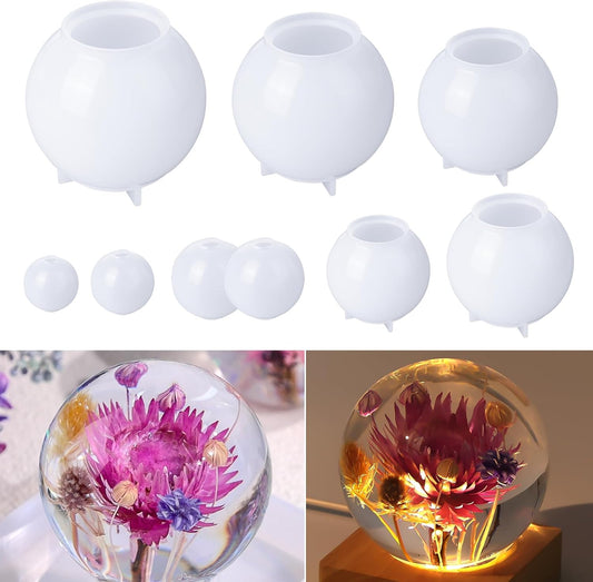 LET'S RESIN 9 Pcs Sphere Silicone Molds for Resin, Upgraded Seamless 3D Sphere Resin Molds Silicone,Large Round Ball Epoxy