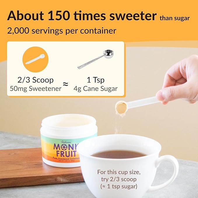 NAMANNA Pure Monk Fruit Sweetener - Zero Calorie, Zero Carb, Paleo Safe (25% Mogroside V, 100g, 2000 Servings)