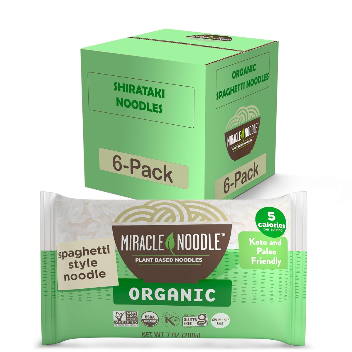 Miracle Noodle Organic Spaghetti Pasta, 7 Oz (Pack of 6)