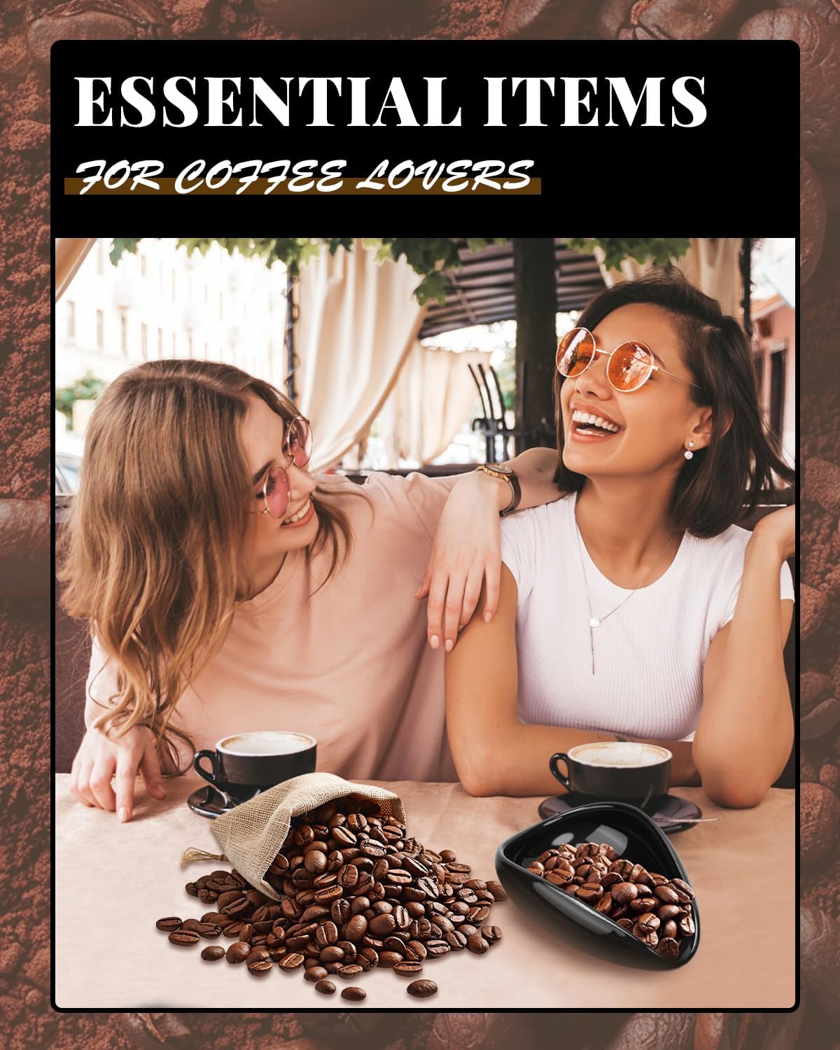 Ceramic Coffee Bean Dosing Cup | For Espresso Tray for Beans, Barista Tool for Home, kitchen - Black