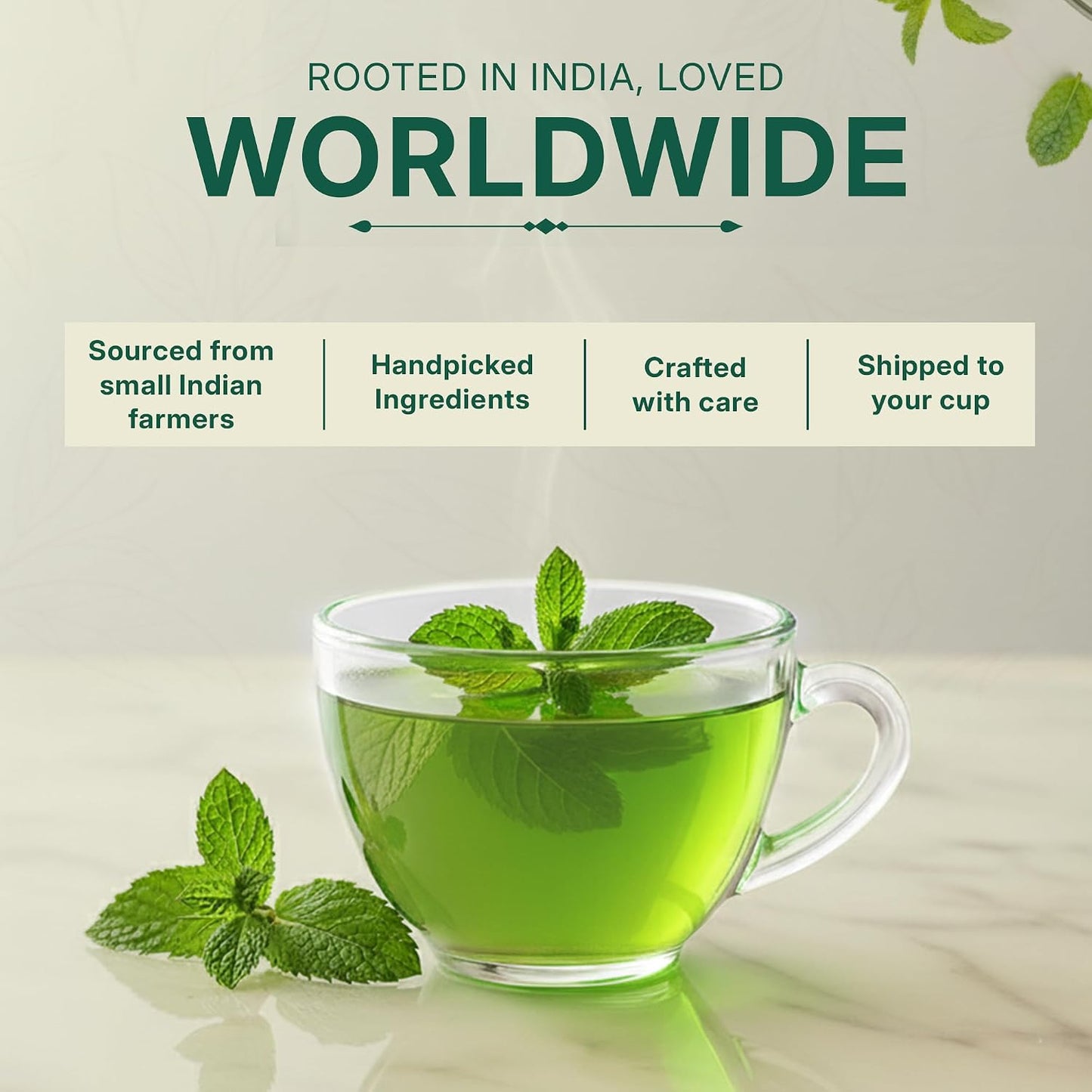 Pure Mint Herbal Tea (200 gm/7 oz), Natural Herbal Infusion, 100 Tea Bags