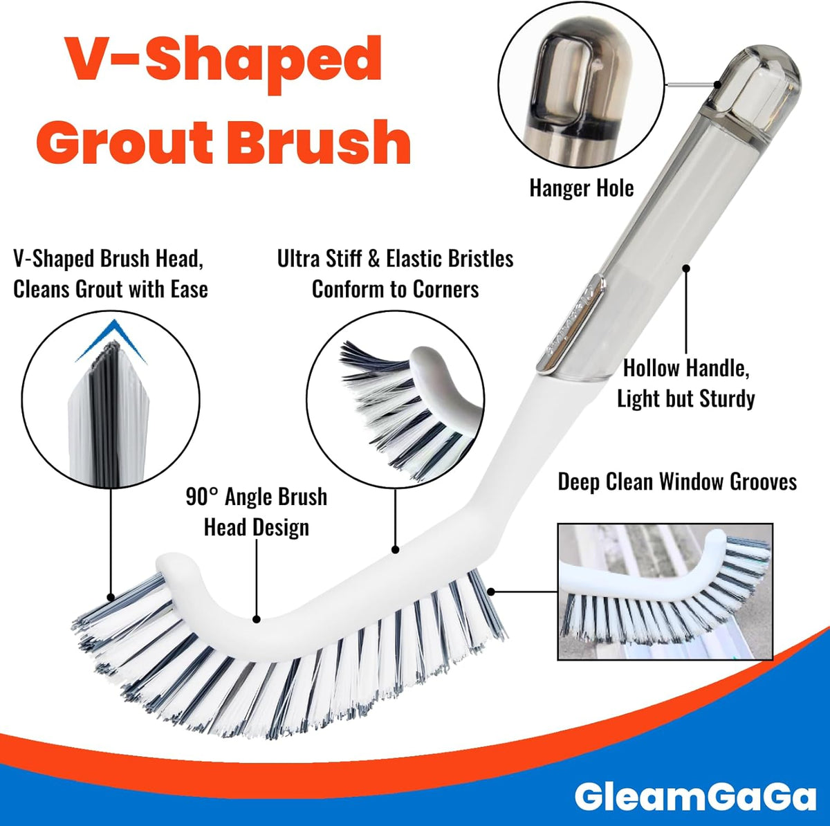 3 Pack Shower Brush for Cleaning, Heavy-Duty Scrub Brush Set for Bathroom
