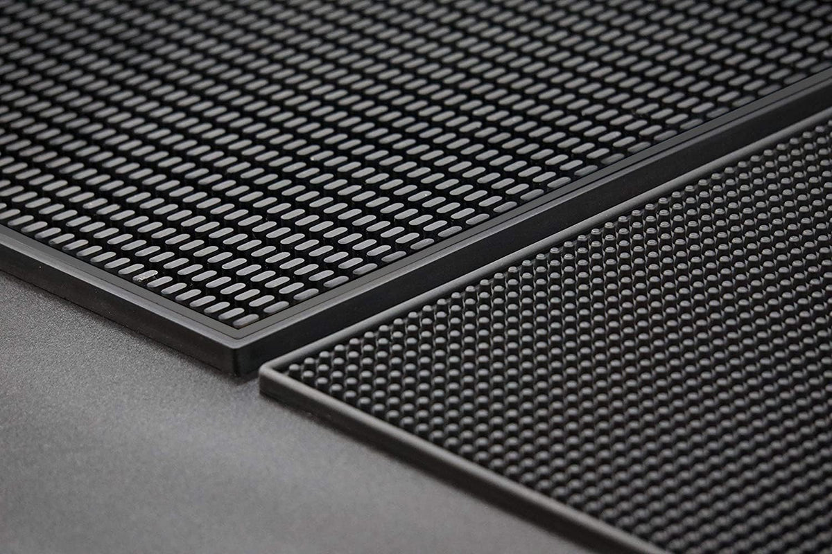 Highball & Chaser Premium Bar Mat 18in x 12in 1cm Thick Durable and Stylish Service Bar Mat for Spills, Coffee, Bars, Restaurants and Countertop Dish Drying Mat, Glass Drying Mat (Black/Black Border)