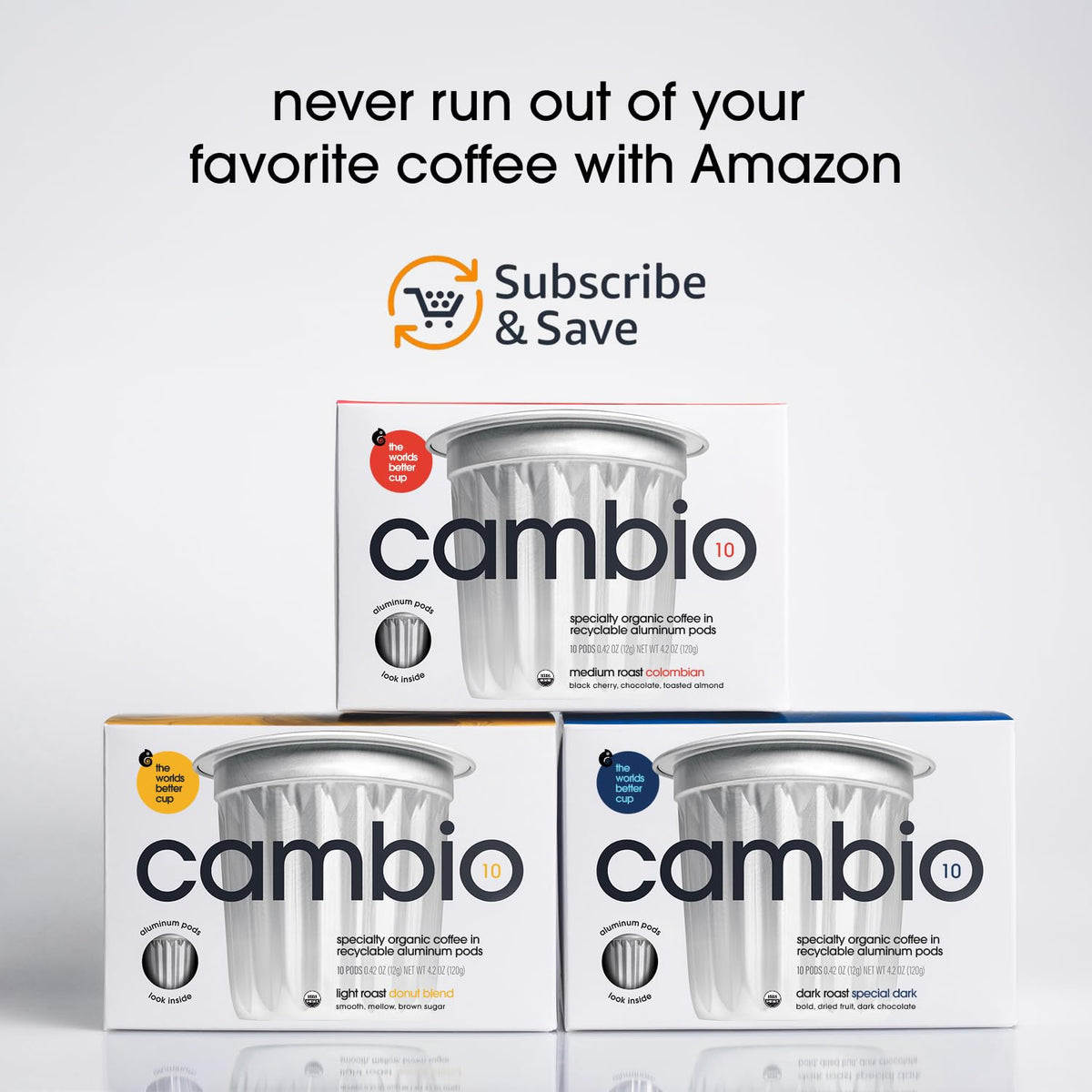 Cambio Roasters Medium Roast Coffee Pods - Recyclable Aluminum Pods, 10ct