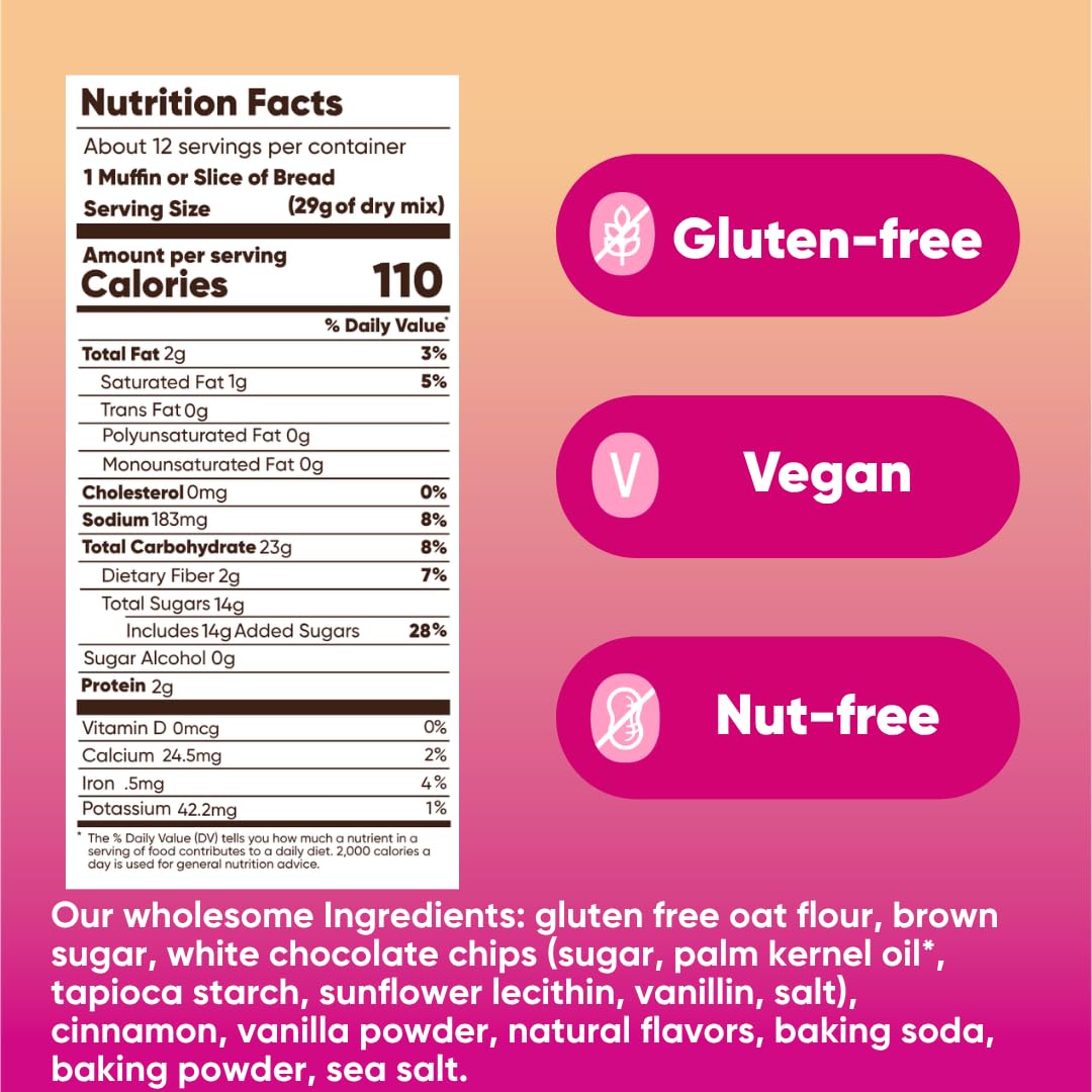 GoNanas Cinnamon Roll Banana Bread &amp; Muffin Mix, Gluten Free, Vegan, 1 Pack | Dairy Free, Nut Free, Soy Free | Allergen Friendly | Better for You | Customizable | Bakes 12 Muffins or 1 Loaf | Women-Owned