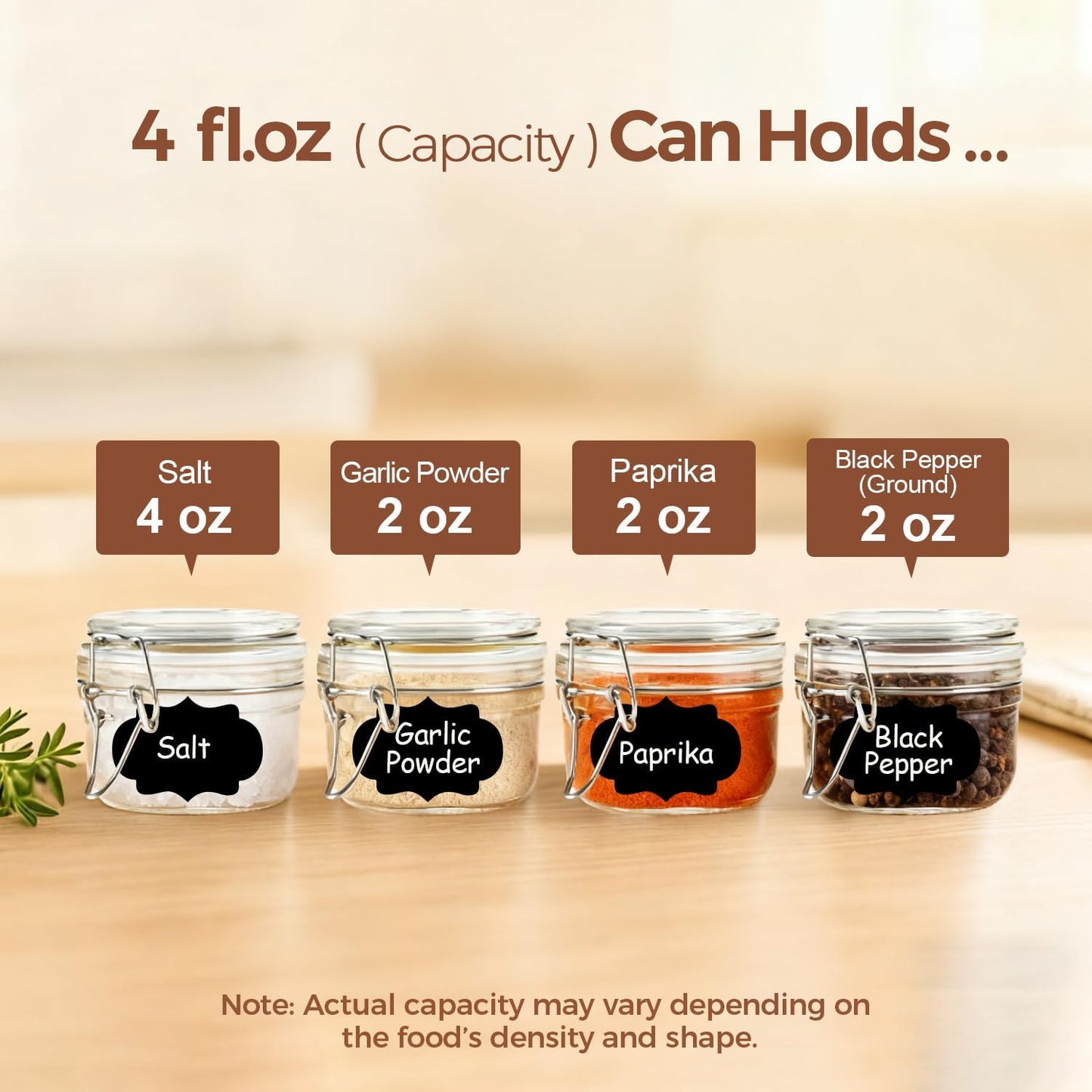 ComSaf Small Glass Spice Jars with Airtight Lids 4 oz 12 Pack Mason Pantry | Seasoning herbs powders, Salt pepper chili, Spice rack cabinet organization, Wedding favors, DIY crafts
