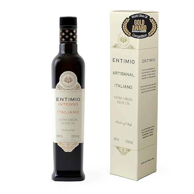 Entimio Intenso Organic Italian Extra Virgin Olive Oil from Italy, 900+ mg/kg High in Polyphenols, 2025 Gold Winner, Puglia Early Harvest evoo, Cold Extracted, Lab Tested - 16.9 fl oz