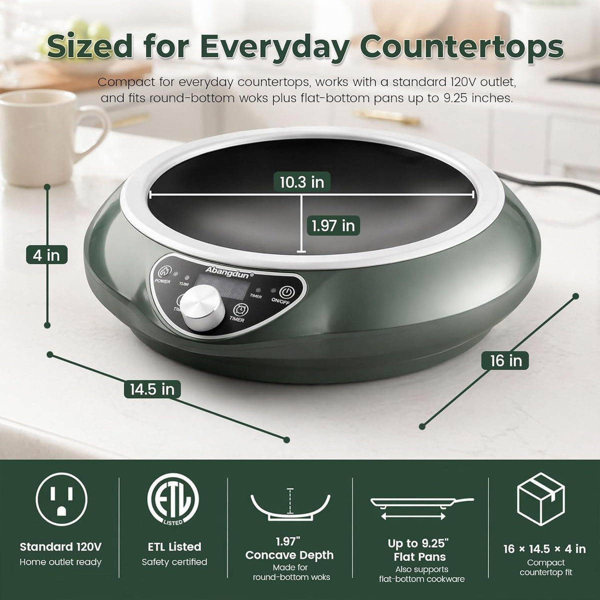 Induction Wok Cooktop Induction Burner 1700W/85V~120V Electric Wok Curved Surface Electronic Cooker Concave Stoves