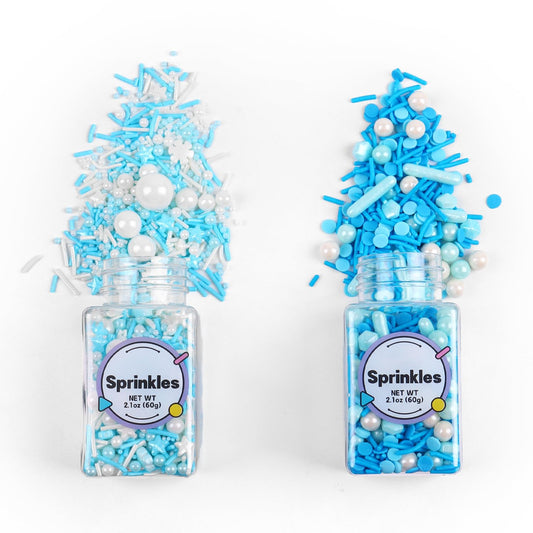 Edible Blue Sprinkles For Cake Decorating, Snowflake Sprinkles, Edible Stars, Sprinkle Mix for Cupcake Toppers, Ice Cream