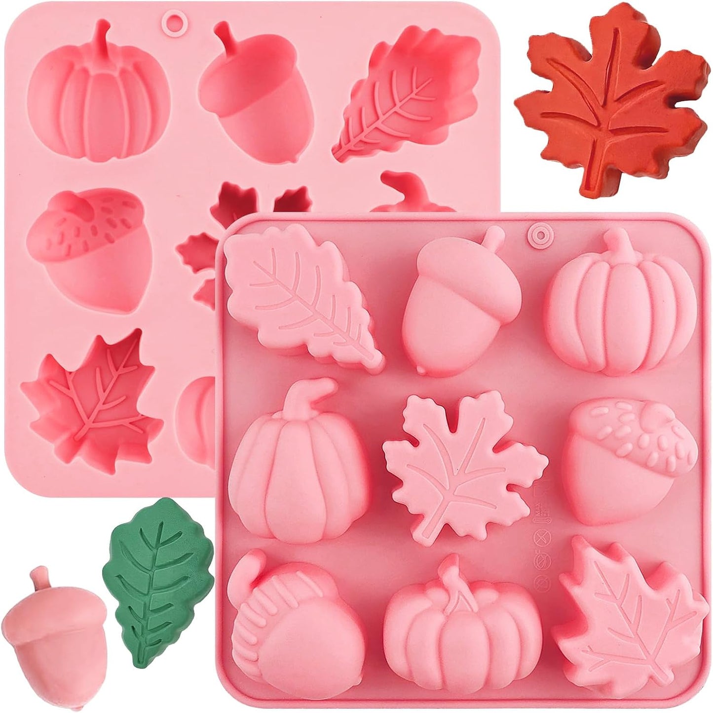 Thanksgiving Fall Silicone Molds Pumpkin Cake Mold Maple Leaf Silicone Mold | 2Pcs Halloween Pumpkin Chocolate Molds Autumn Leaves Cake Pan Baking Tray Mold for Thanksgiving Halloween Cake Cupcake Decor