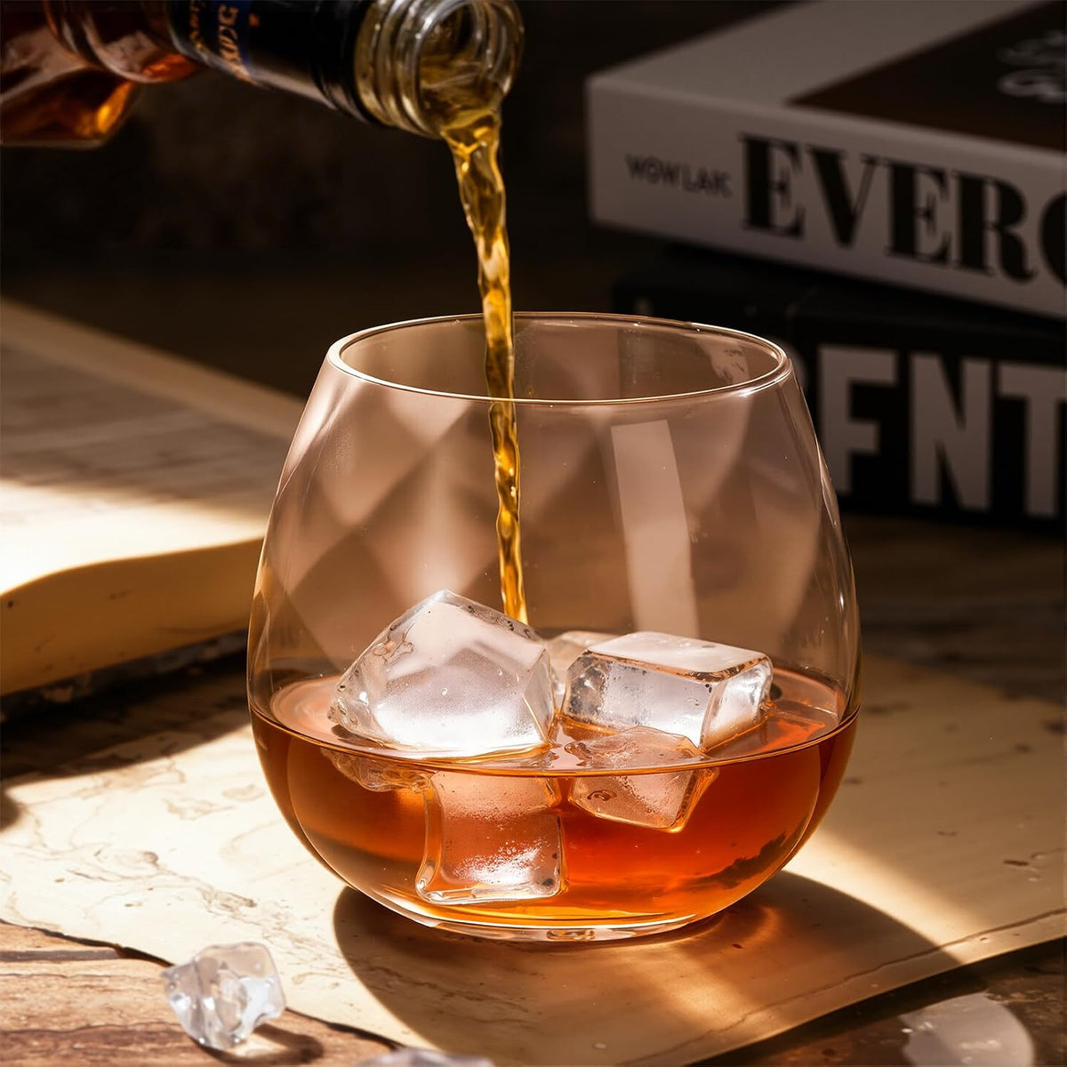 KAMMAK Glass Tumbler 18 oz, 540ml Thick-Walled Heavy Bottom Cup with Delicate Rim, Sturdy &amp; Stable Seamless Design for Beer, Iced Coffee, Juice, Smoothie and Daily Drinking