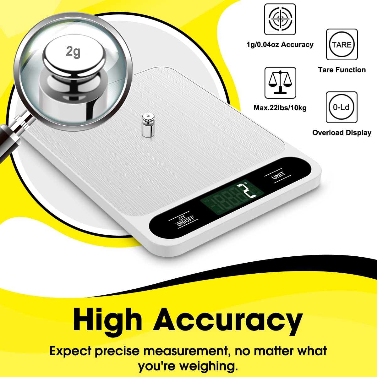 Mik-Nana Food Scale White, 22lb/10kg Digital Kitchen Scale Grams and Ounces