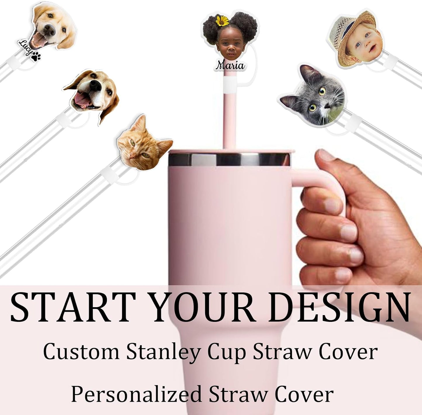 Personalized Stanley Straw Cover, Custom Silicone Straw Topper for Stanley Cups, 30 &amp; 40 Oz TumblersReusable Straw Tips Protectors, 10mm/0.4in Straws (Custom)