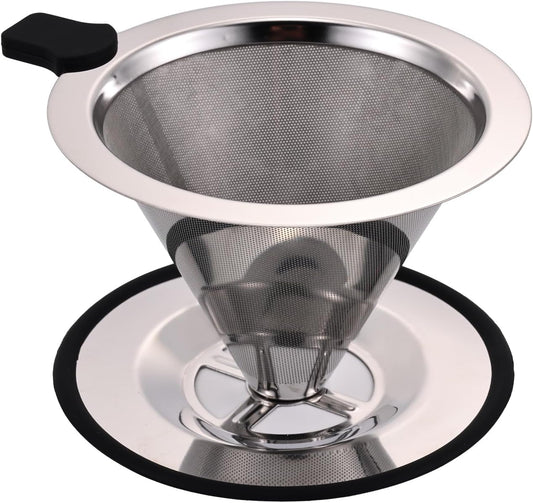 Small Size Pour Over Coffee Dripper, Stainless Steel Metal Cone Drip Coffee Filter, Paperless and Permanently Reusable,