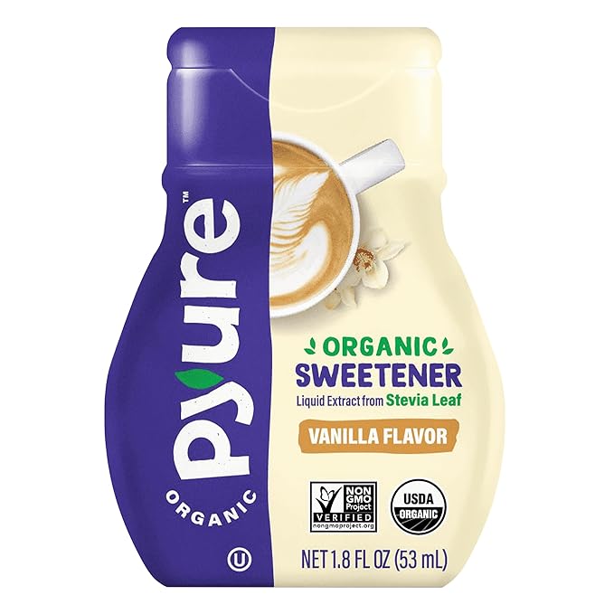 Pyure Organic Vanilla Stevia Liquid Sweetener | Sugar-Free Stevia Drops | Keto Sugar Substitute | Zero Calorie, Zero Carb,