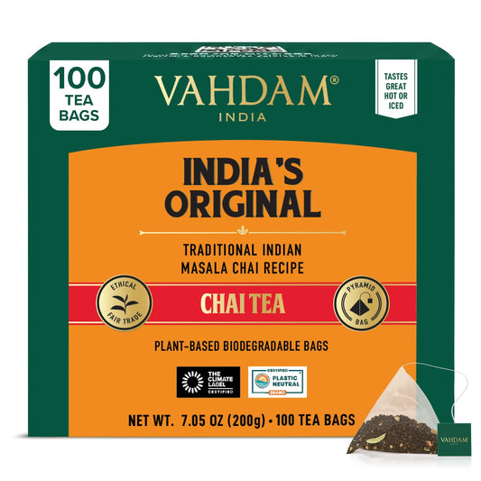 VAHDAM India's Original Masala Chai Tea Bags (100 Count) Pyramid Tea Bags