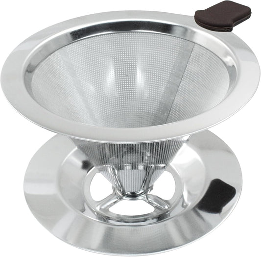 Waziaqoc Pour Over Coffee Dripper, Reusable Paperless Coffee Filter for 1-2 Cups, Stainless Steel Drip Cone Brew Coffee